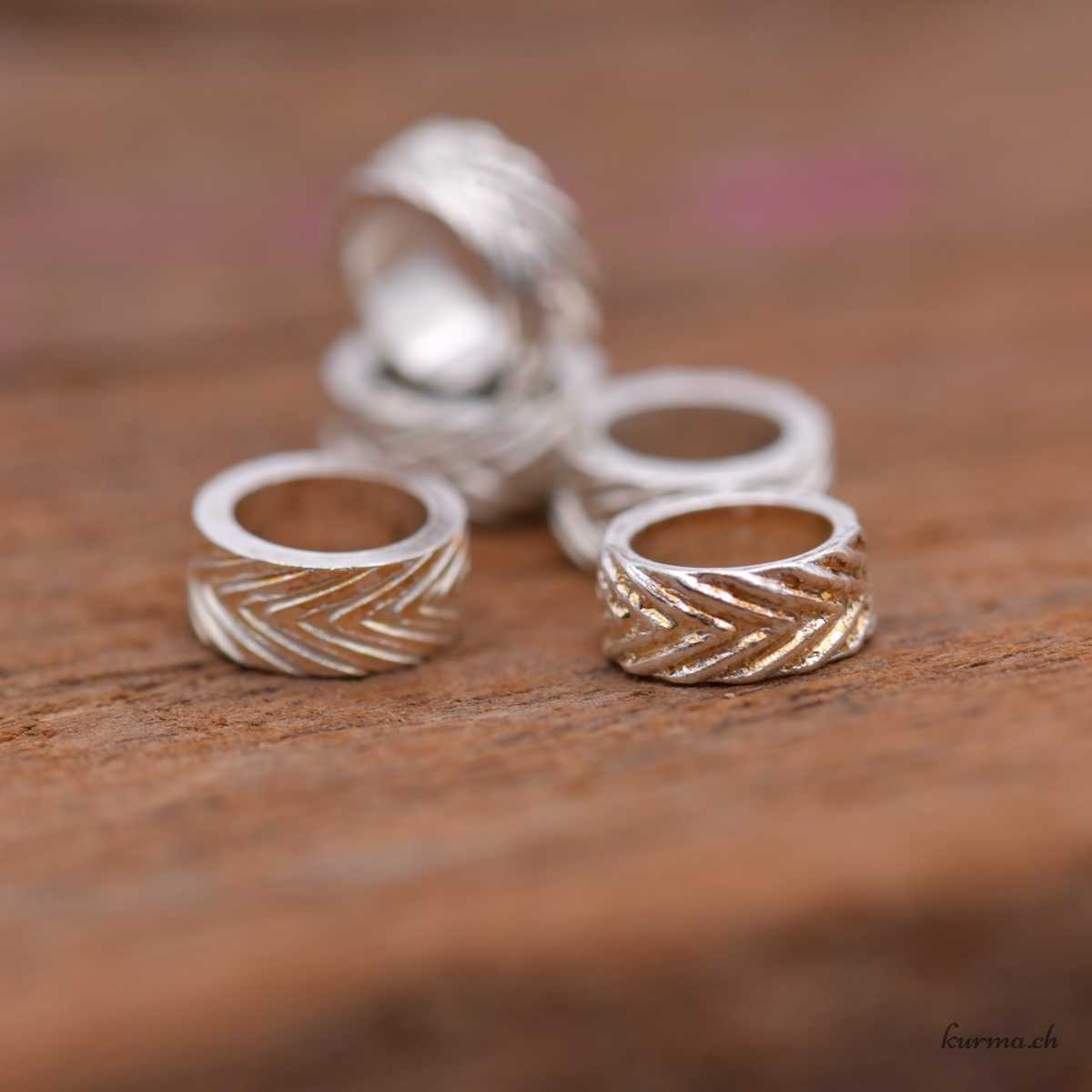 Perle rondelle travaillée - 7mm - Perçage 4.9mm - Argent 925 Bearbeitete Perle, rund - 7 mm - Bohrung 4,9 mm - Silber 925