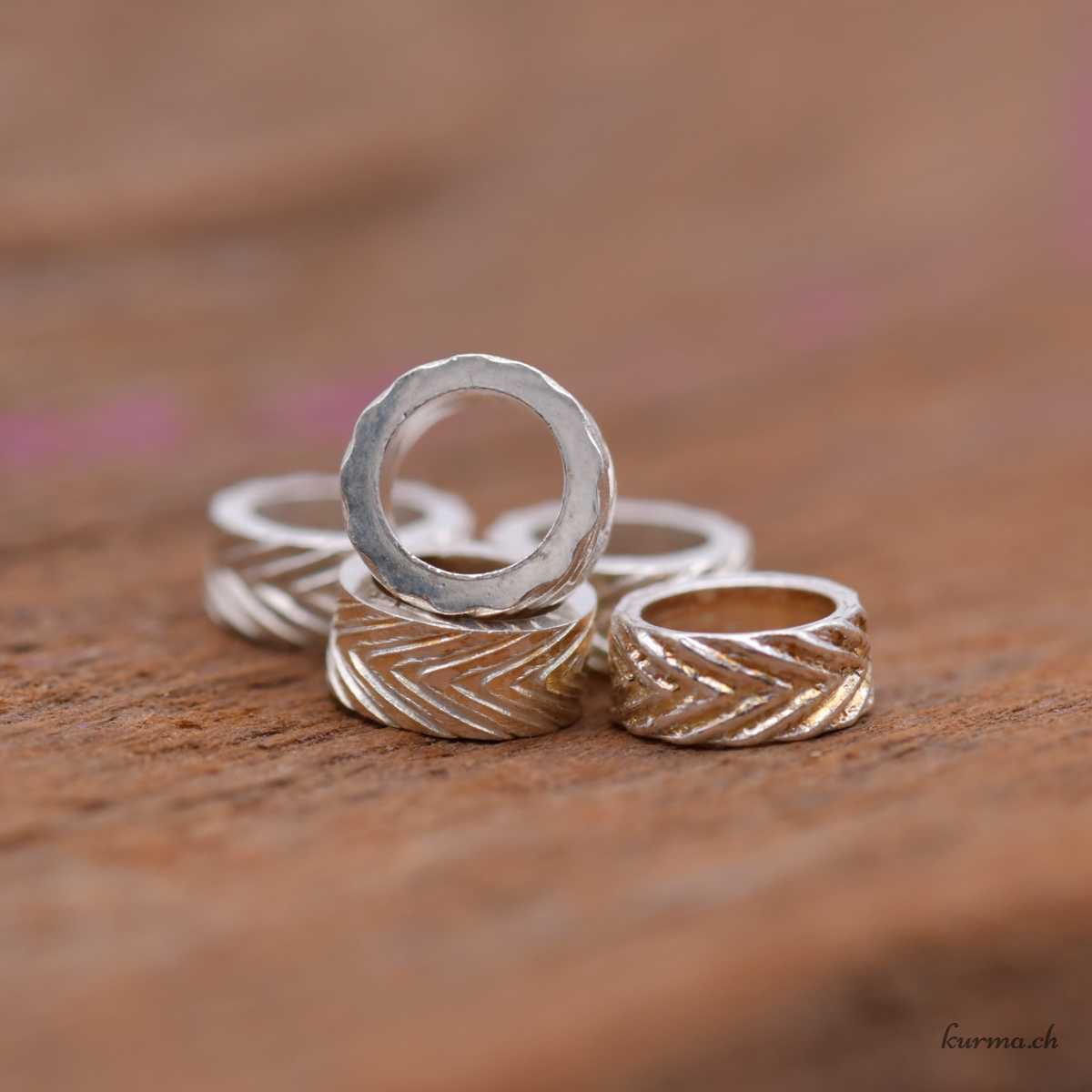 Perle rondelle travaillée - 7mm - Perçage 4.9mm - Argent 925 Bearbeitete Perle, rund - 7 mm - Bohrung 4,9 mm - Silber 925