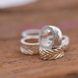 Bearbeitete Perle, rund - 7 mm - Bohrung 4,9 mm - Silber 925