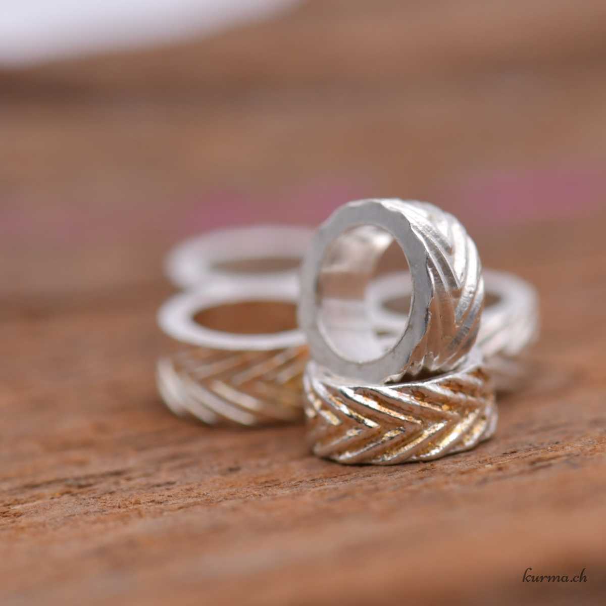 Perle rondelle travaillée - 7mm - Perçage 4.9mm - Argent 925 Bearbeitete Perle, rund - 7 mm - Bohrung 4,9 mm - Silber 925