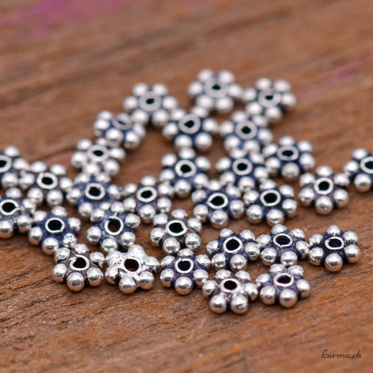 Perles rondelles fleur - 3mm - Argent 925 Perlen, rondellförmig, 3 mm – 925er Silber