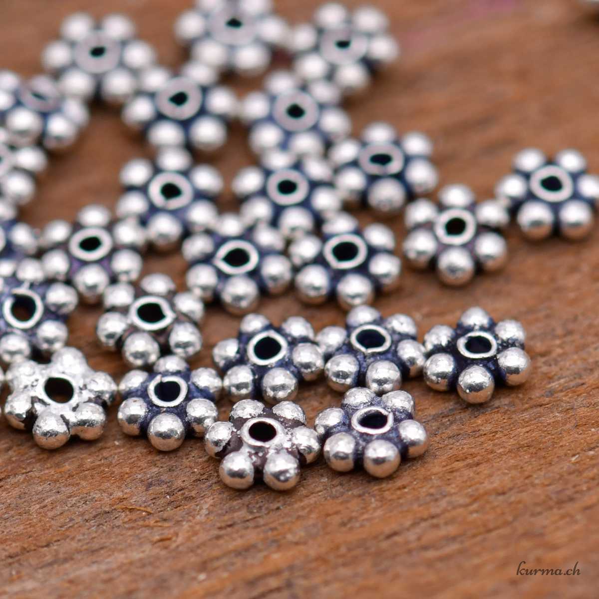 Perles rondelles fleur - 3mm - Argent 925 Perlen, rondellförmig, 3 mm – 925er Silber