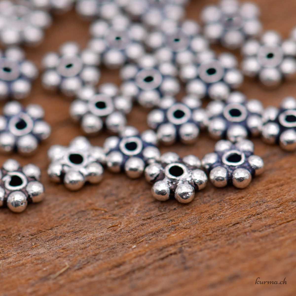 Perles rondelles fleur - 3mm - Argent 925 Perlen, rondellförmig, 3 mm – 925er Silber