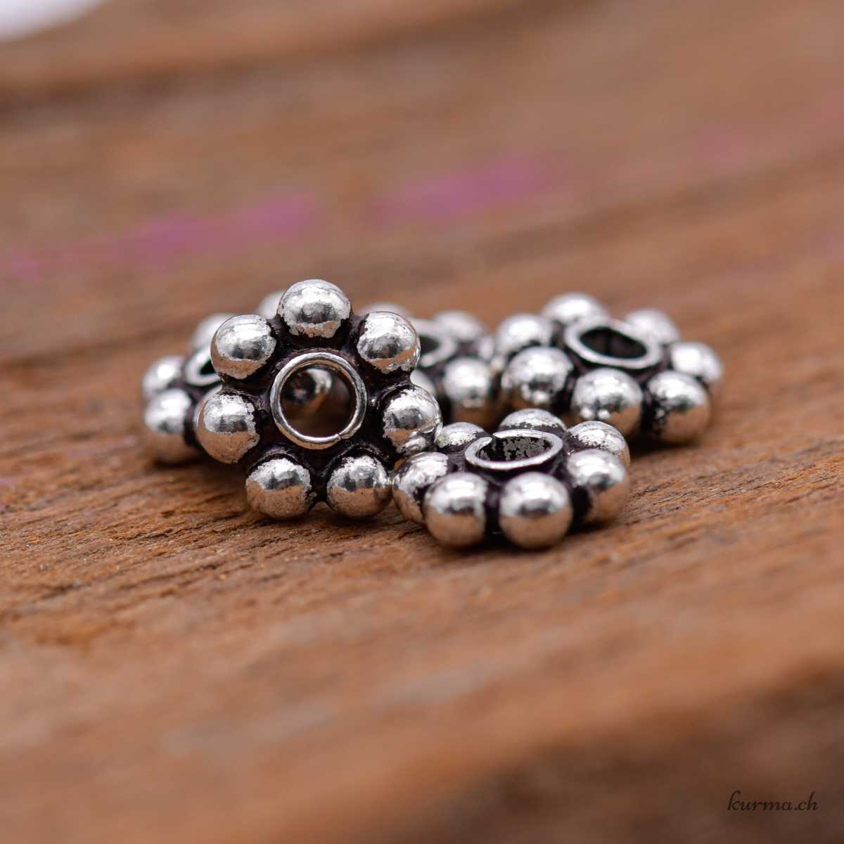 Perles rondelles fleur - 8mm - Argent 925 Perles rondelles fleur - 8mm - Argent 925