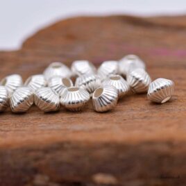 Perles toupies aplaties striés - 6x5mm - Argent 925