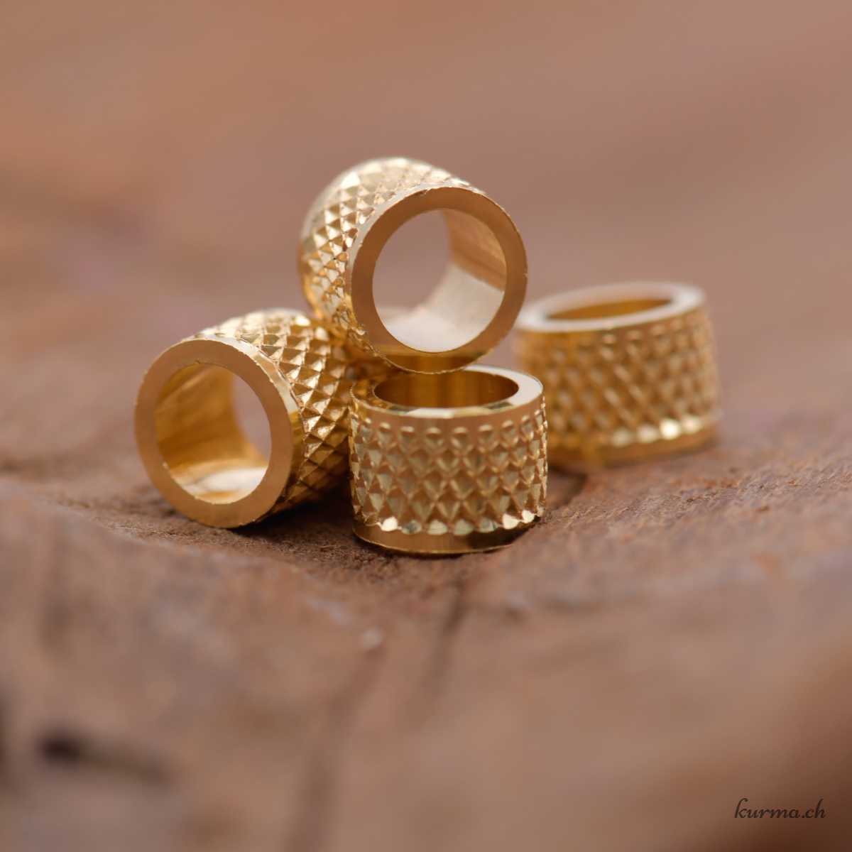 Perle tube travaillée - 5x7mm - Perçage 4.8mm - Argent 925 Doré Perla lavorata a tubo - 5x7 mm - Foro 4,8 mm - Argento 925 dorato