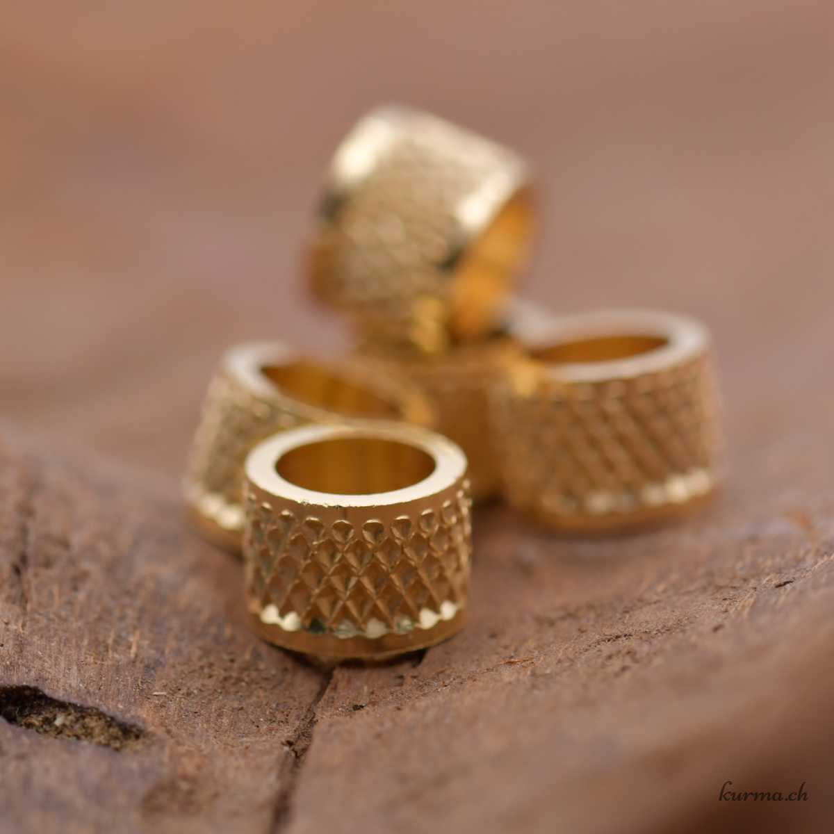 Perle tube travaillée - 5x7mm - Perçage 4.8mm - Argent 925 Doré Perla lavorata a tubo - 5x7 mm - Foro 4,8 mm - Argento 925 dorato