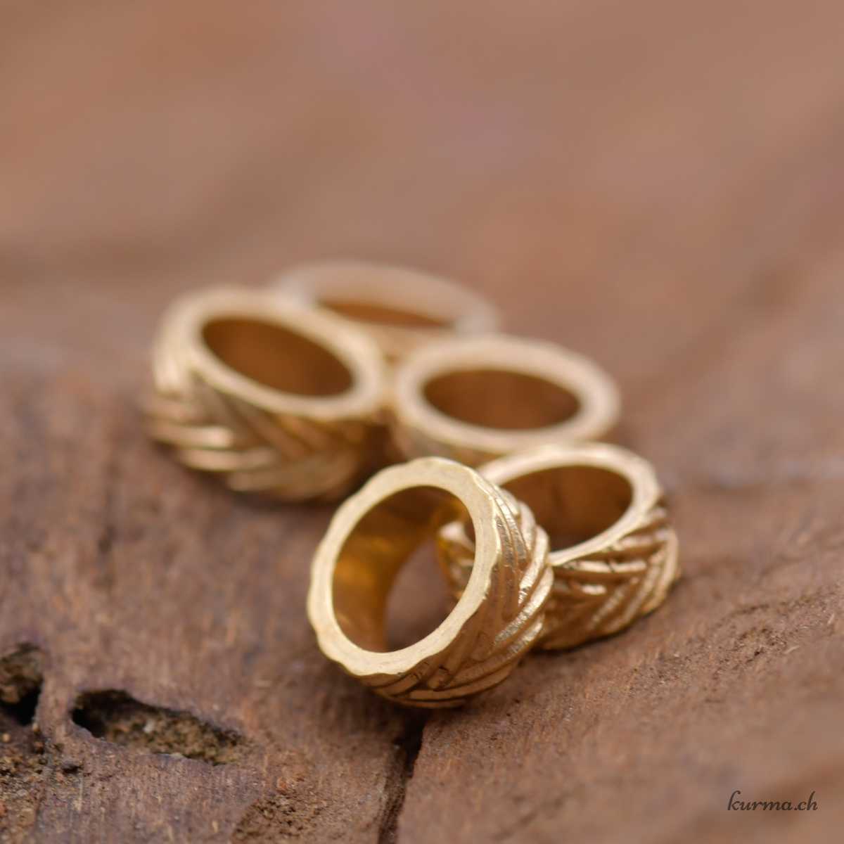 Perle rondelle travaillée - 7mm - Perçage 4.9mm - Argent 925 Doré Bearbeitete Perle, rund - 7 mm - Bohrung 4,9 mm - 925er Silber vergoldet