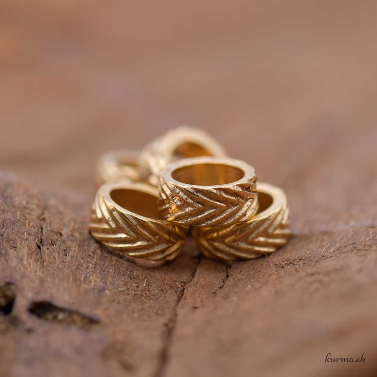 Perle rondelle travaillée - 7mm - Perçage 4.9mm - Argent 925 Doré Bearbeitete Perle, rund - 7 mm - Bohrung 4,9 mm - 925er Silber vergoldet