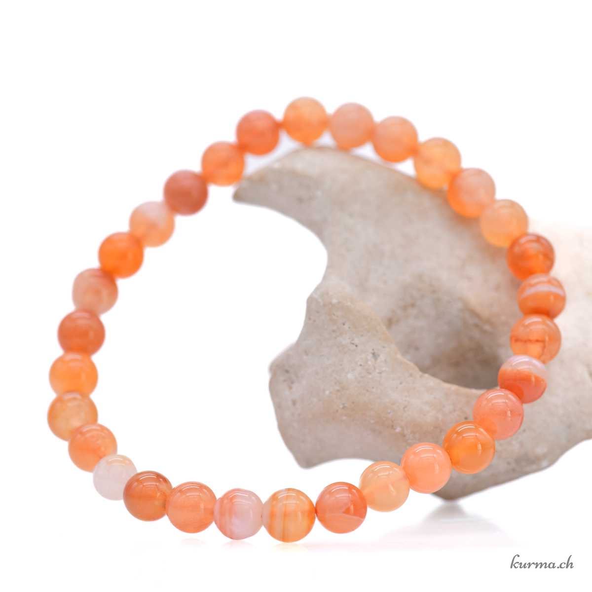 Bracelet Cornaline - Agate abricot du Botswana 6-6.5mm Carnelian bracelet - Botswana apricot agate 6-6.5mm