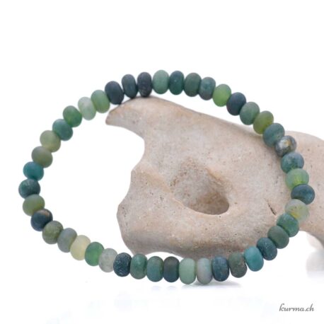 Bracelet Agate mousse mate rondelle 6-6.5mm
