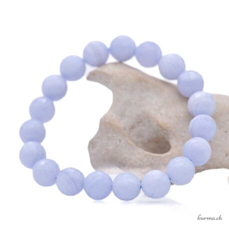 Bracelet Calcédoine bleue 10mm - Facettes