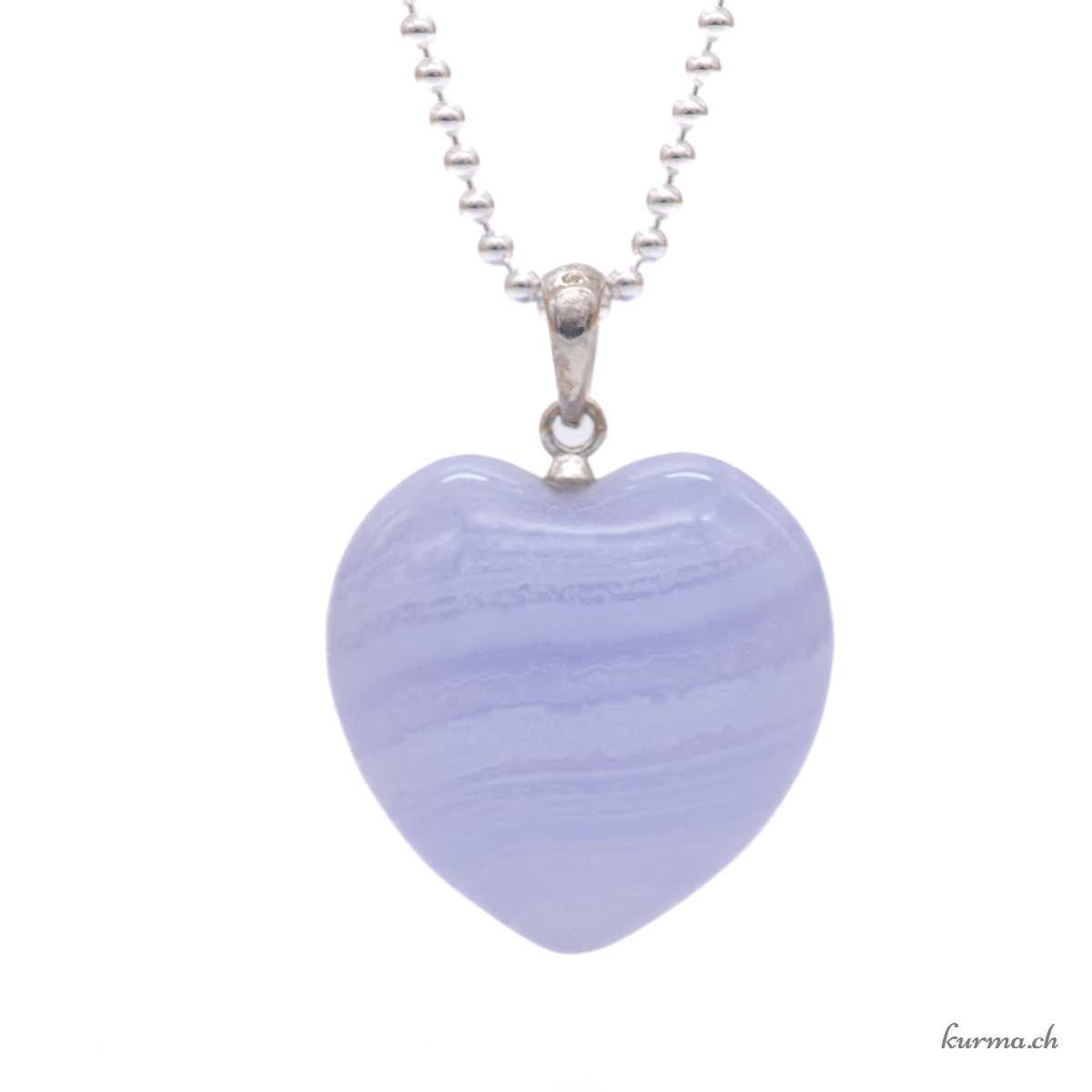 Calcédoine - Pendentif coeur - Argent 925 Calcedonio - Pendente a forma di cuore - Argento 925