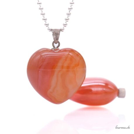 Cornaline - Pendentif coeur - Argent 925