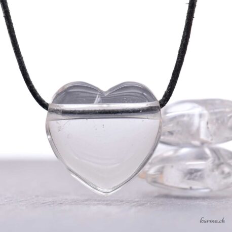 Cristal de roche - Pendentif coeur - Percée - Taille L