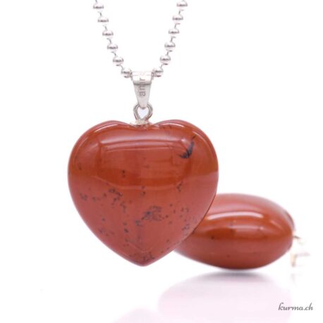 Jaspe rouge - Pendentif coeur - Argent 925