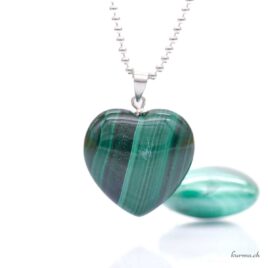 Malachite - Heart pendant - 925 sterling silver
