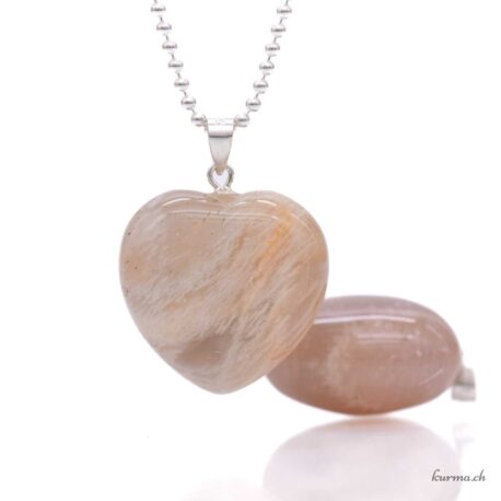 Pierre de lune - Pendentif coeur - Argent 925
