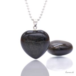 Obsidienne dorée - Pendentif coeur - Argent 925