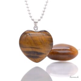 Tiger's Eye - Heart Pendant - 925 Sterling Silver