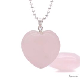 Quarzo rosa - Pendente a forma di cuore - Argento 925