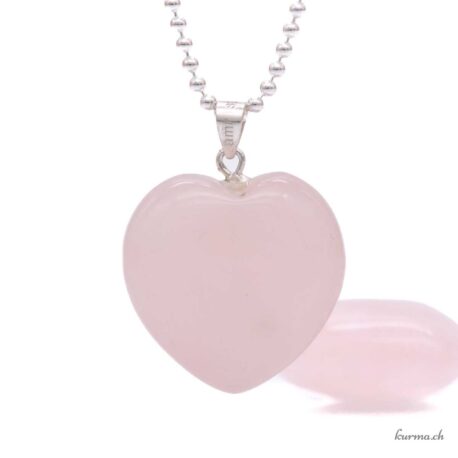 Quartz rose - Pendentif coeur - Argent 925