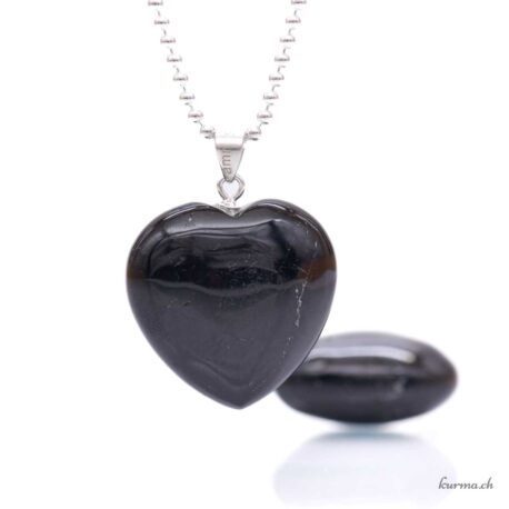 Tourmaline noire - Pendentif coeur - Argent 925