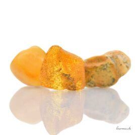 Ambre jaune-brun - Pierre roulée - Taille XS
