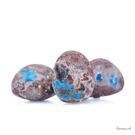 Cavansite sur scolécite - Pierre polie à la main - Pièce unique