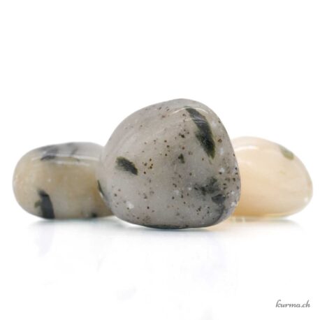 Tourmaline verte sur Quartz - Pierre roulée - Taille L