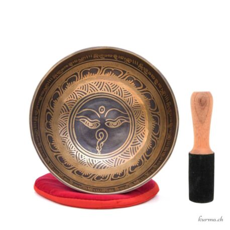 Bol chantant gravé -  Yeux de Bouddha - 20cm