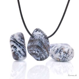 Dendritischer Achat (Chalcedon) – Durchbohrter Steinanhänger