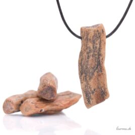 Versteinertes Holz „Mammutknochen“, roh – Anhänger aus durchbohrtem Stein