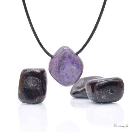 Sugilite foncée - Pendentif en pierre percée