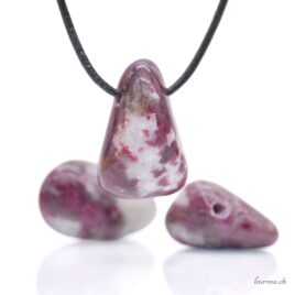 Tourmaline rose sur Granite mini - Pendentif en pierre percée